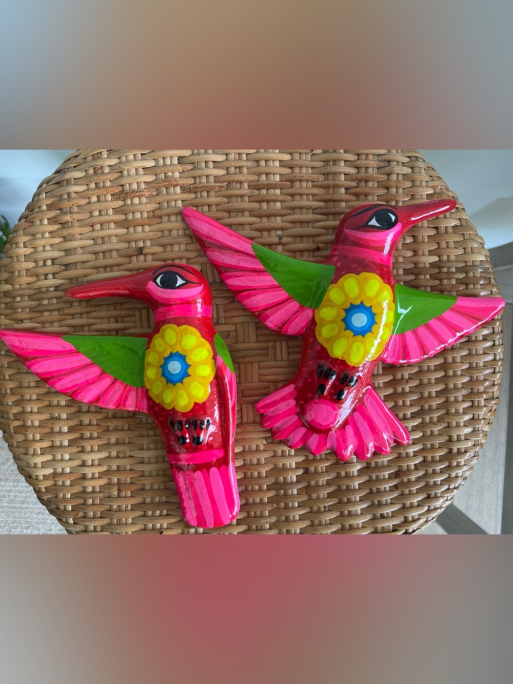 2 Talavera Handmade Hummingbird Authentic Mexican Ceramic